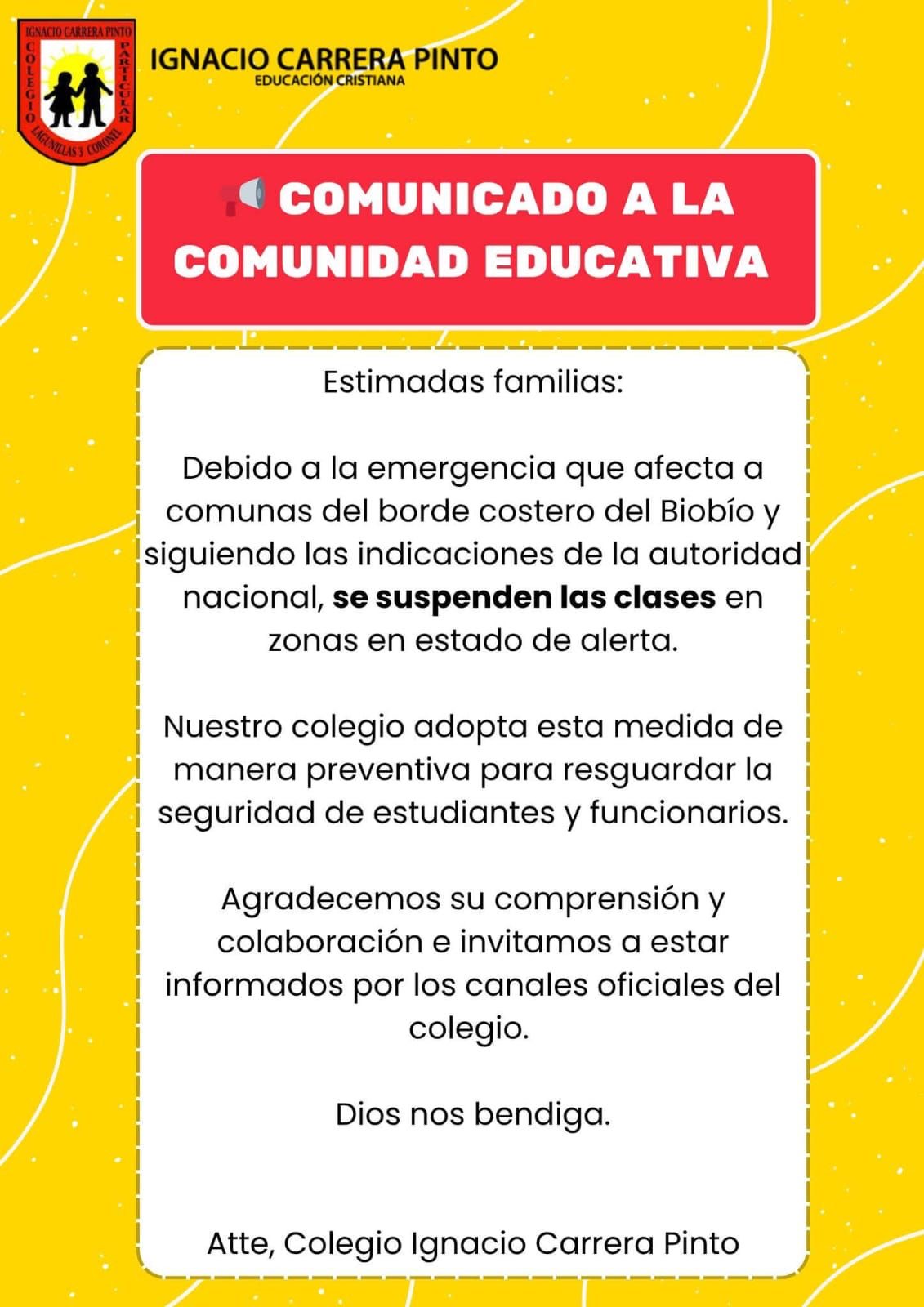 Suspensión de Clases por Emergencia en la Zona Costera del Biobío