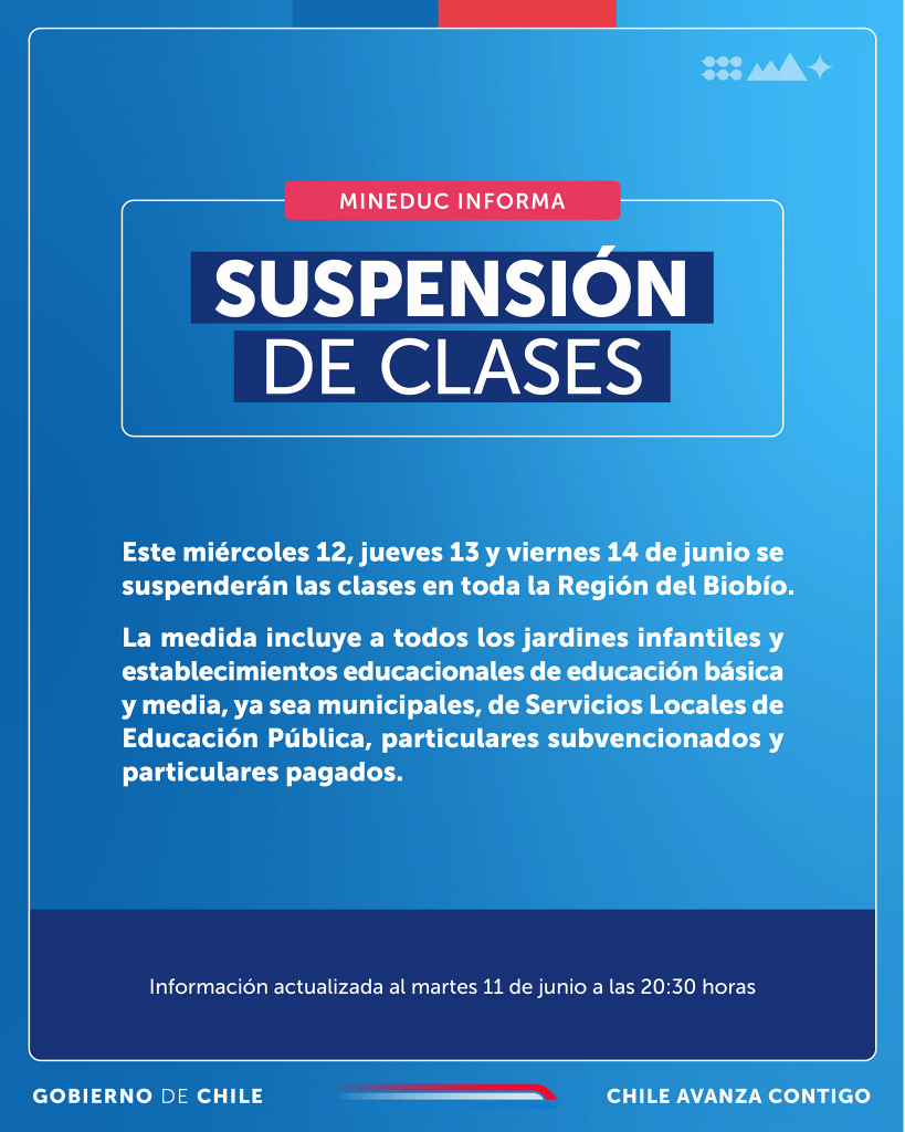 Suspensión de clases 12, 13 y 14 de junio - Colegio Ignacio Carrera Pinto